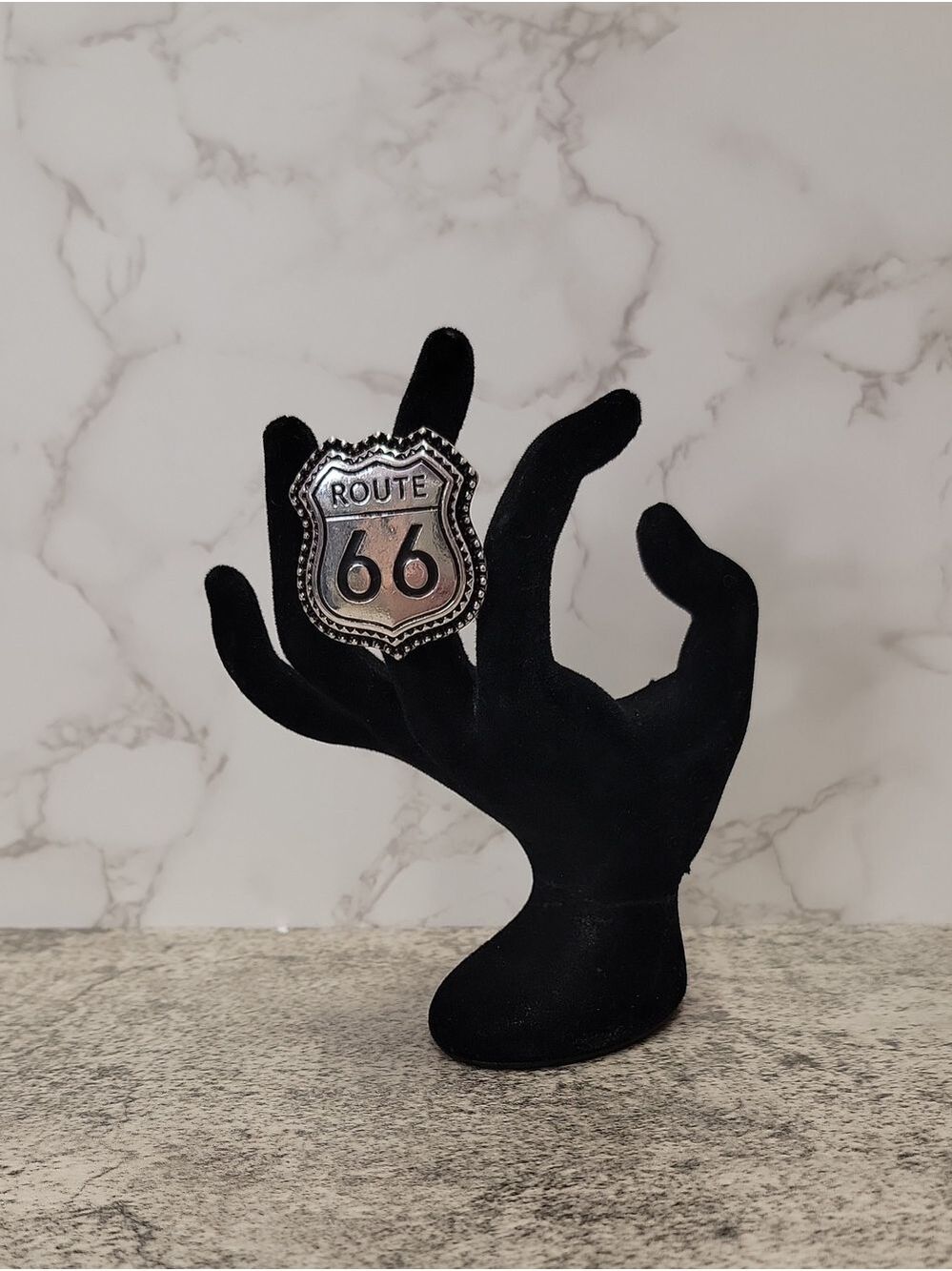 Western Metal Route 66 Sign Cuff Ring